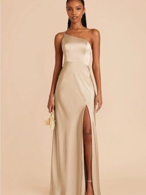 Birdy Grey Kensie dress One-Shoulder Champagne Satin Gown